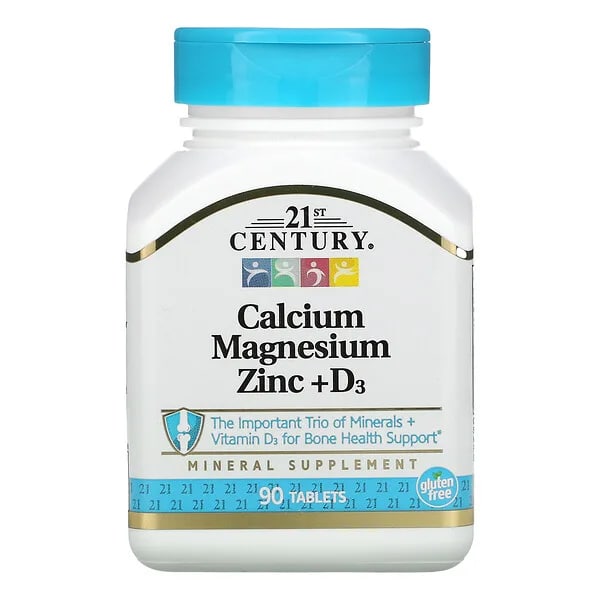 21st Century, Calsium Magnesium Zinc+D3, 90 tablets