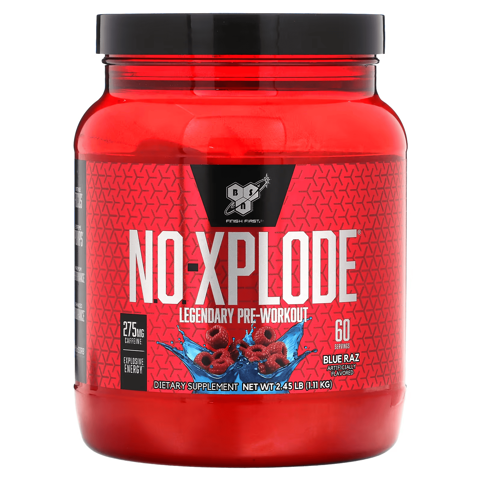 BSN, N.O.-Xplode Energetik Pre-Workout, Moviy malina | 1,11 kg  60 porsiya