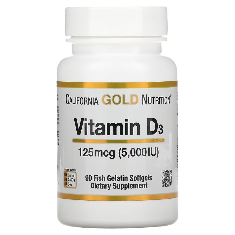 California Gold Nutrition Vitamin D3, 125 mkg (5000 IU), 90 kapsula