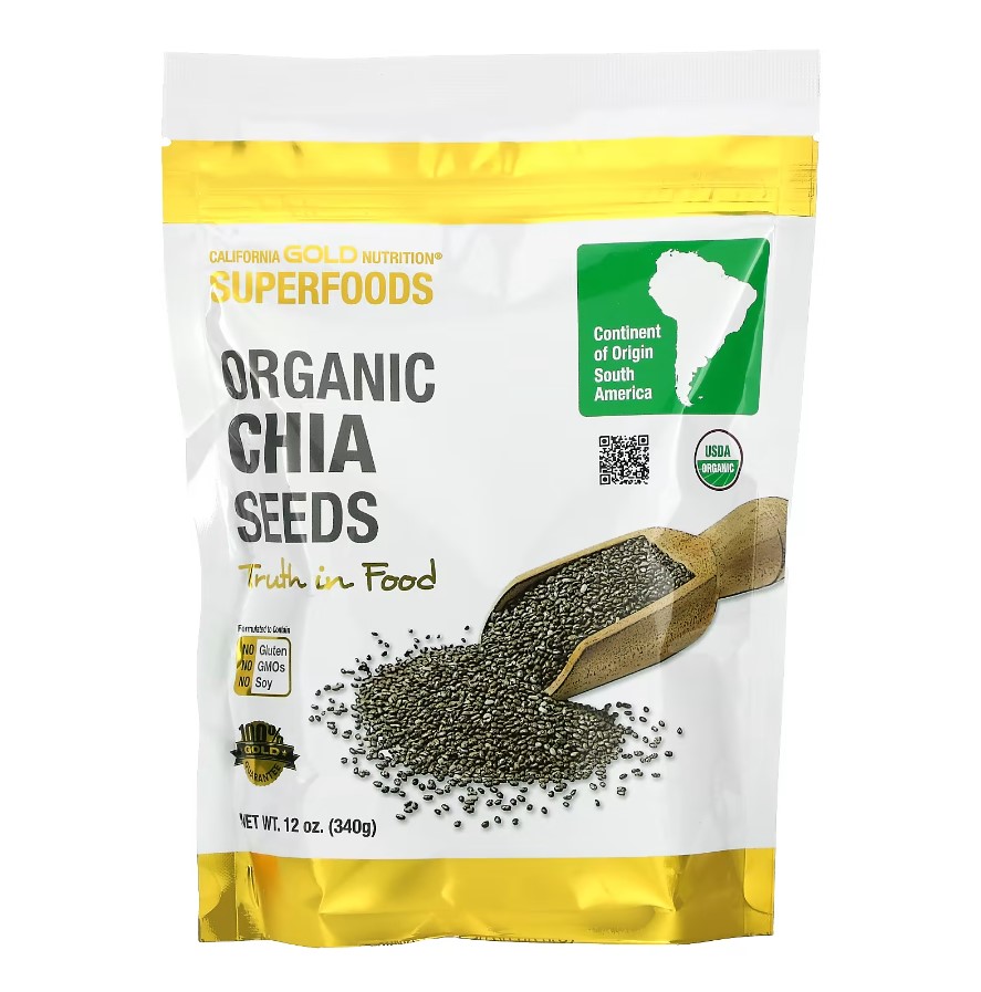 California Gold Nutrition, Organic Chia Seeds, 340 gramm, 28 servings