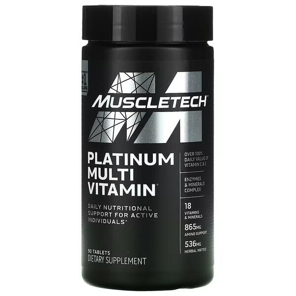 MuscleTech, Platinum Multivitamin, 90 Tabletka