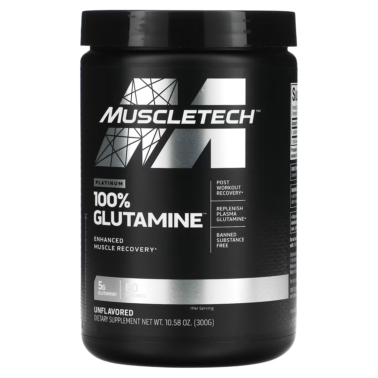 MuscleTech, Platinum Glutamin 100%, 300g, 60 porsiya | Tamsiz