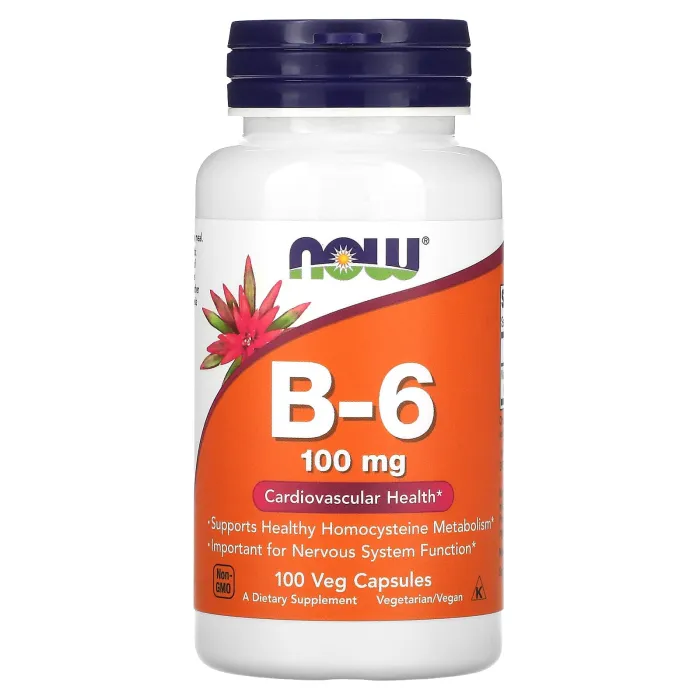 NOW Foods Vitamin B‑6 100 mg Veg Capsules