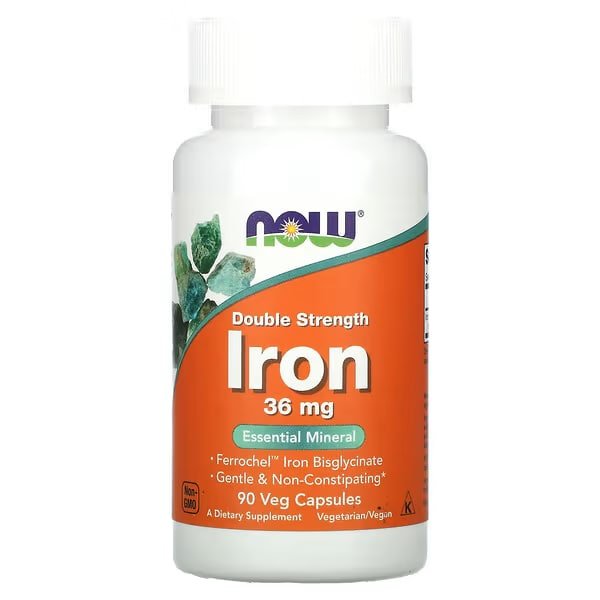 NOW Foods Temir, IRON Double Strength | 36 mg, 90 Veg Kapsulalar