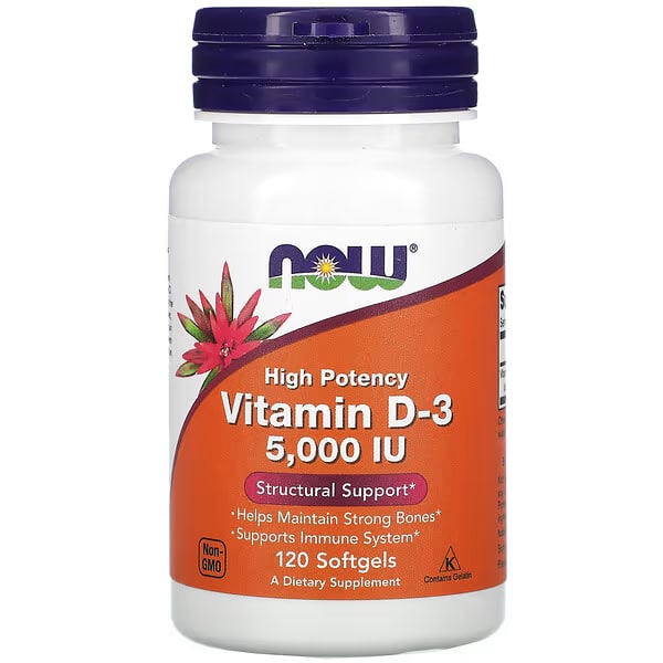 NOW Foods, Vitamin D3 125 softgels 5000 МЕ