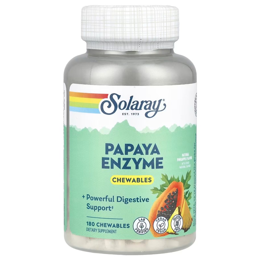 Solaray Papaya Enzyme 180 chaynaydigan tabletkalar