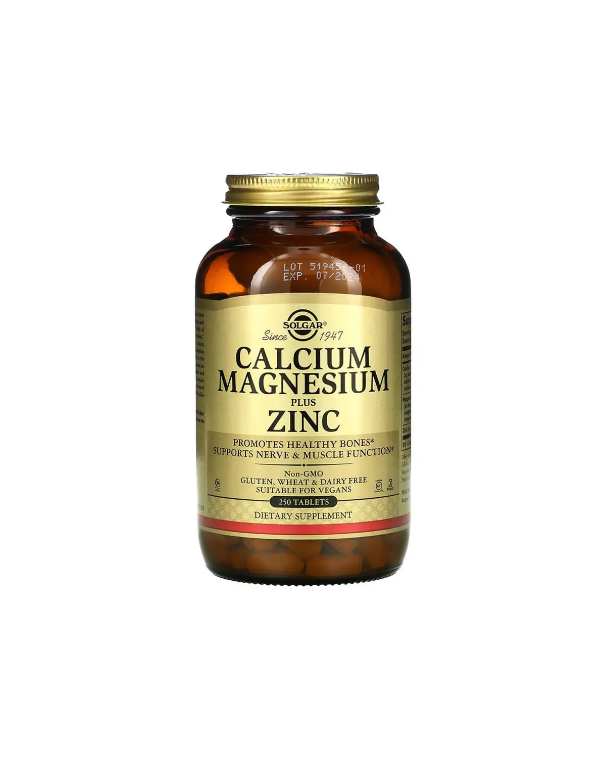 Solgar Calcium Magnesium + Zinc 250 tablekta