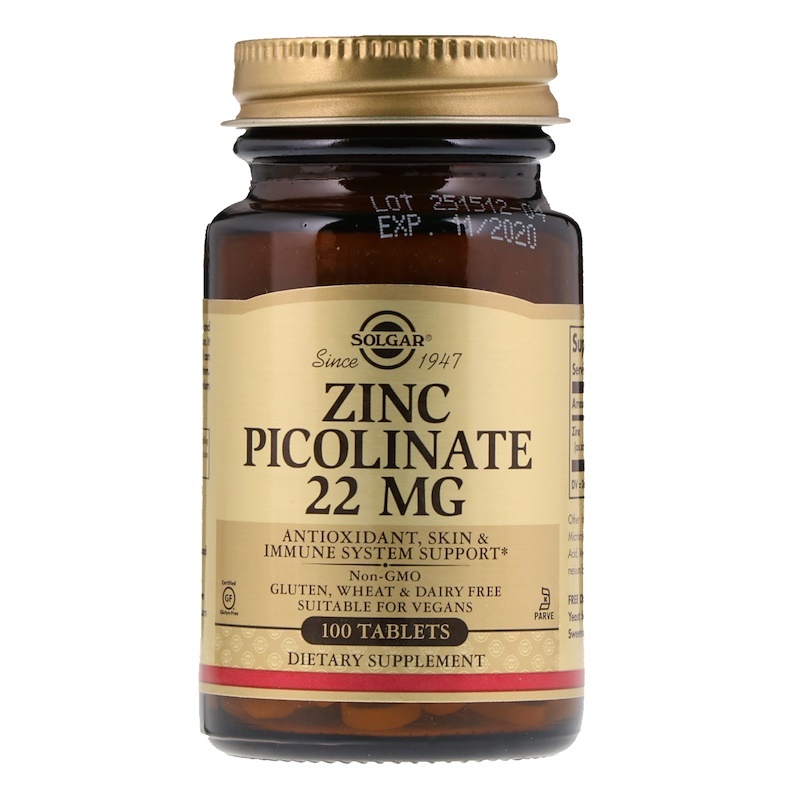 Solgar Zinc Picolinate 22 MG 100 tablets